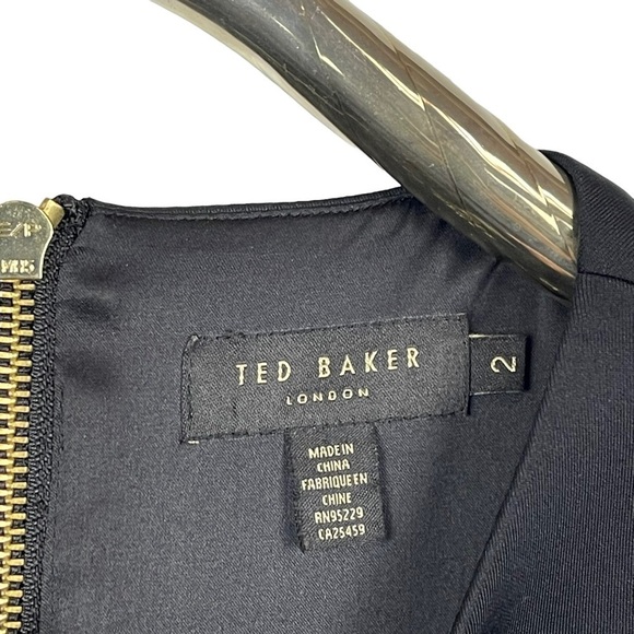 TED BAKER LONDON SALNIE BLACK COLD SHOULDER RUFFLE SHEATH COCKTAIL DRESS - Picture 14 of 16